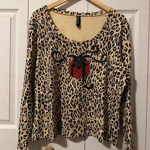 berek Animal Print Christmas blouse size XL